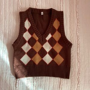 Brown Argyle Sweater Vest